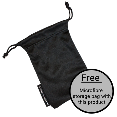 a black microfibre storage bag with a free microfibre storage bag with